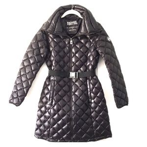 KORS Michael Kors Black belted down coat